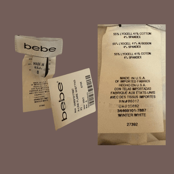 Bebe Sailor Flare Pants | Winter White | Size 0 | Deadstock Y2K - Picture 3 of 4